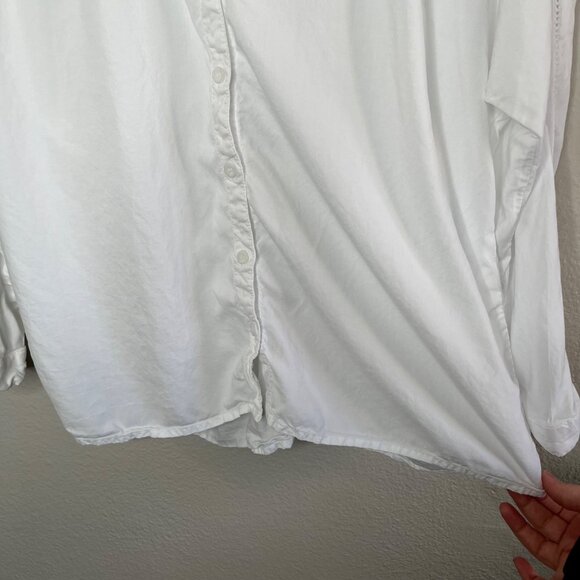 Cloth & Stone Anthropologie White Eyelet Trim Button-Up Woven Shirt L - Picture 5 of 9